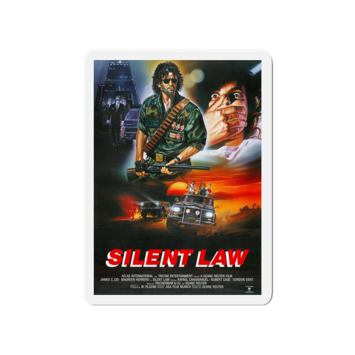 SILENT LAW 1988 Movie Poster - Refrigerator Magnet-4" x 4"-The Sticker Space