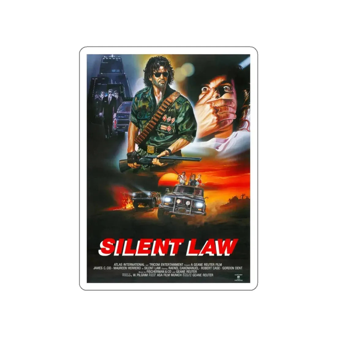 SILENT LAW 1988 Movie Poster STICKER Vinyl Die-Cut Decal 5 Inch - The Sticker Space