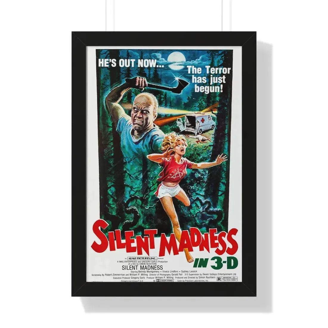 SILENT MADNESS 1984 - Framed Movie Poster 16″ x 24″ Black - The Sticker Space