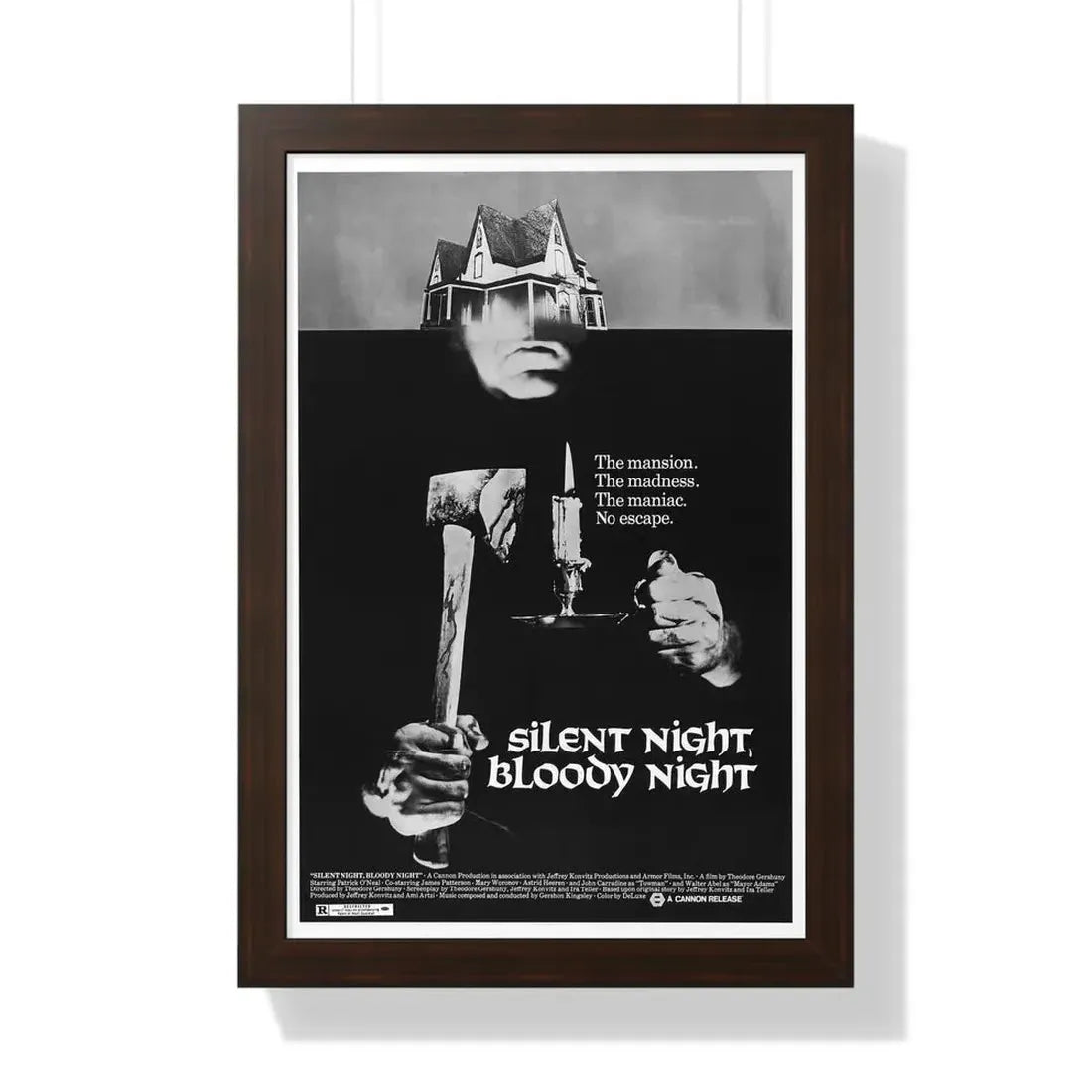 SILENT NIGHT, BLOODY NIGHT 1972 - Framed Movie Poster 16″ x 24″ Walnut - The Sticker Space