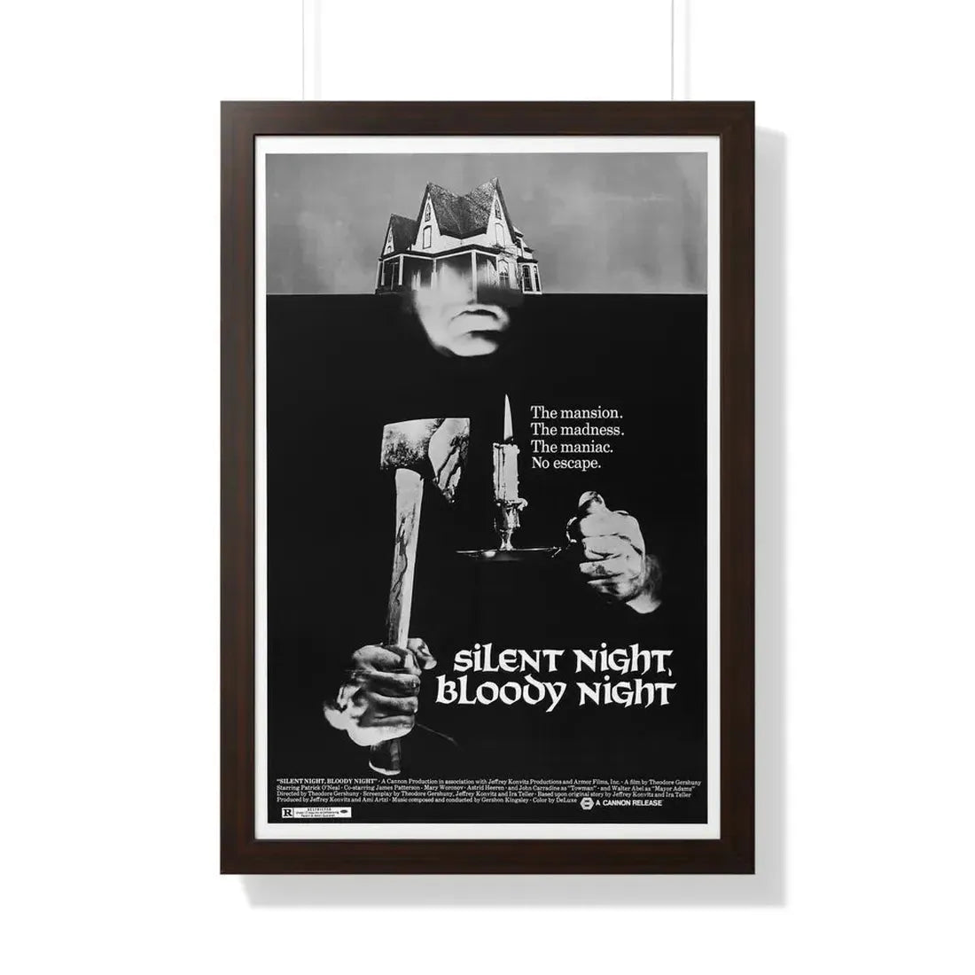 SILENT NIGHT, BLOODY NIGHT 1972 - Framed Movie Poster 20" x 30" Walnut - The Sticker Space