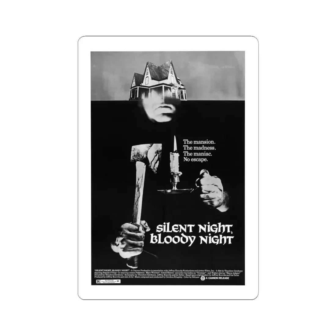 SILENT NIGHT, BLOODY NIGHT 1972 Movie Poster - STICKER Vinyl Kiss-Cut Decal 6 Inch White - The Sticker Space