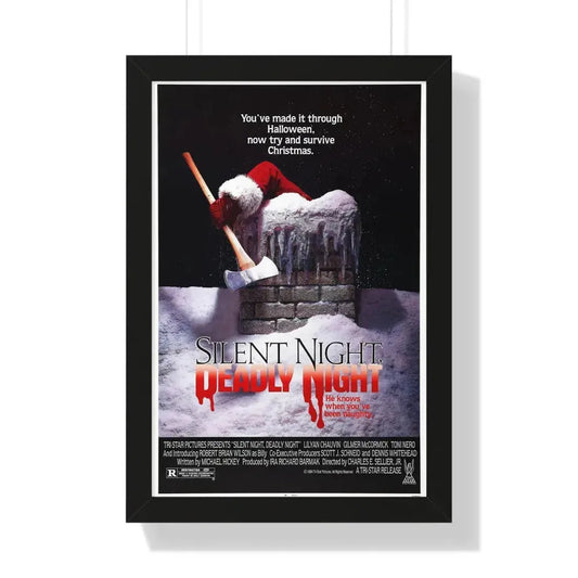 SILENT NIGHT, DEADLY NIGHT 1984 - Framed Movie Poster 16″ x 24″ Black - The Sticker Space