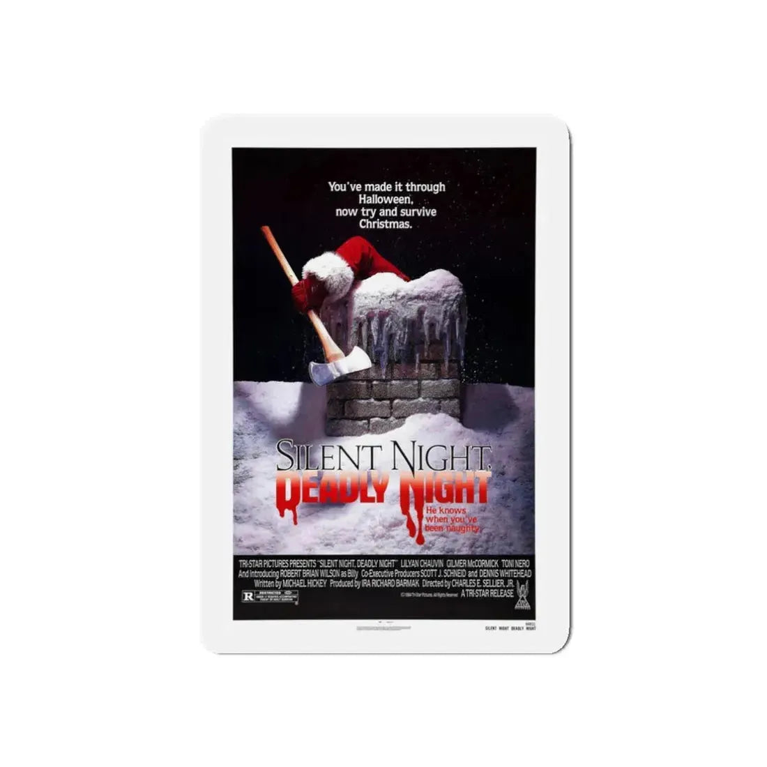 SILENT NIGHT, DEADLY NIGHT 1984 Movie Poster - Refrigerator Magnet 3 Inch Die-Cut - The Sticker Space