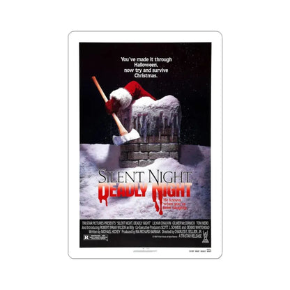 SILENT NIGHT, DEADLY NIGHT 1984 Movie Poster - STICKER Vinyl Kiss-Cut Decal 3 Inch White - The Sticker Space