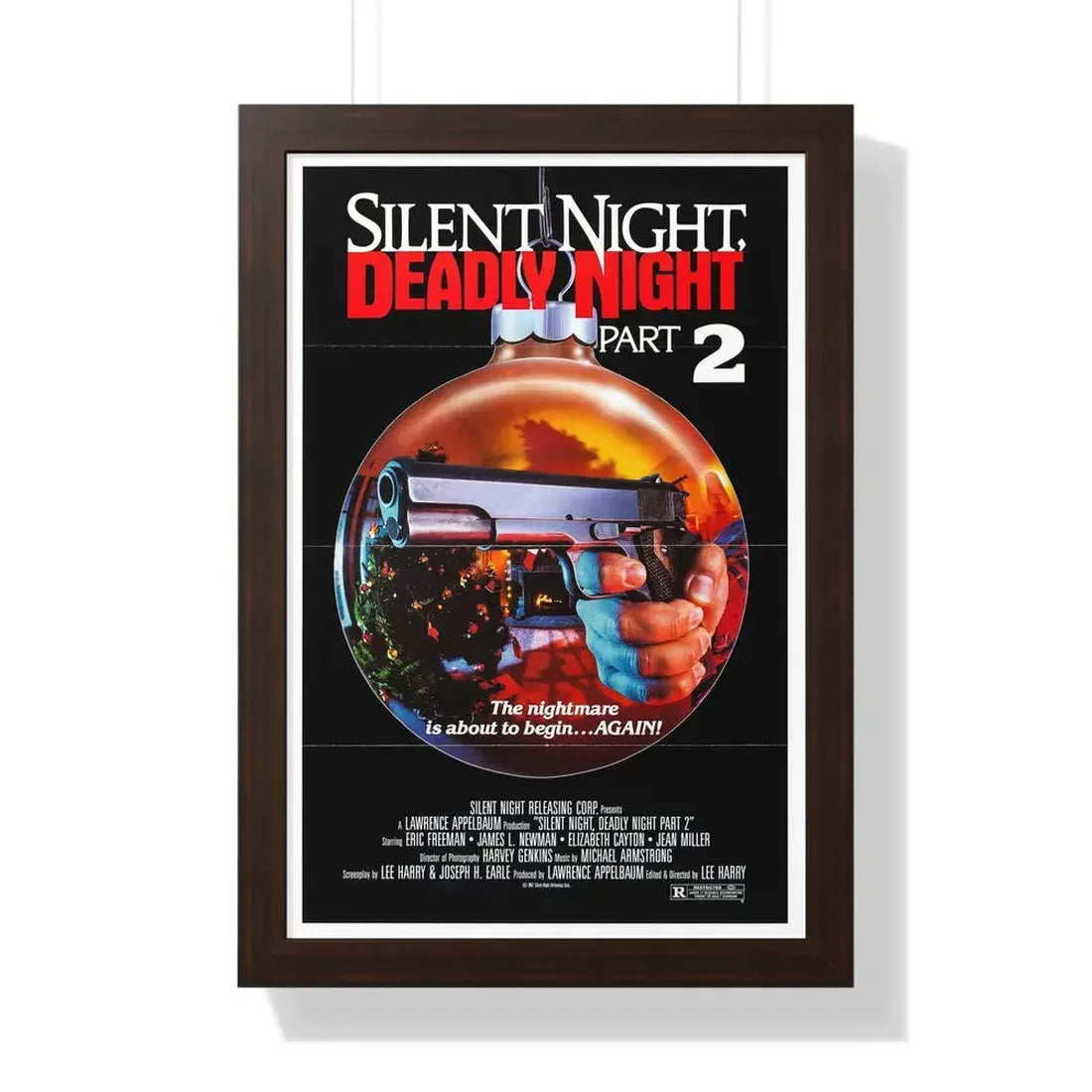 SILENT NIGHT, DEADLY NIGHT PART 2 1987 - Framed Movie Poster 16″ x 24″ Walnut - The Sticker Space