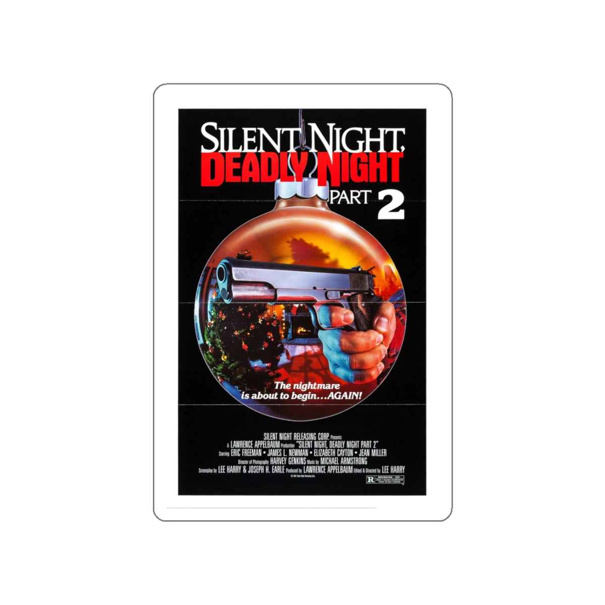 SILENT NIGHT, DEADLY NIGHT PART 2 1987 Movie Poster STICKER Vinyl Die-Cut Decal-White-The Sticker Space