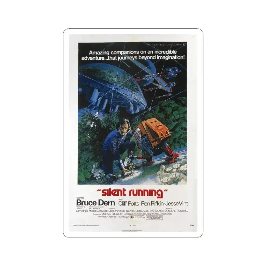 SILENT RUNNING 1972 Movie Poster - STICKER Vinyl Kiss-Cut Decal 6 Inch White - The Sticker Space