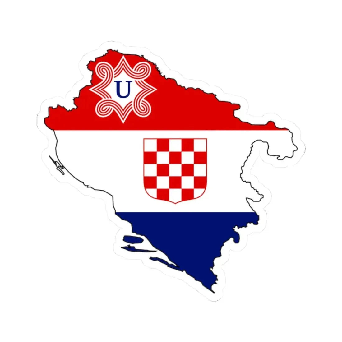 Silhouette of the Independent State of Croatia (Croatia) STICKER Vinyl Kiss-Cut Decal 2 Inch White - The Sticker Space