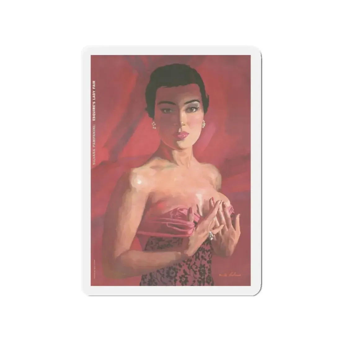 Silvana Pampanini, Esquire, June 1956 (Magazine Illustration) Refrigerator Magnet 2 Inch Die-Cut - The Sticker Space