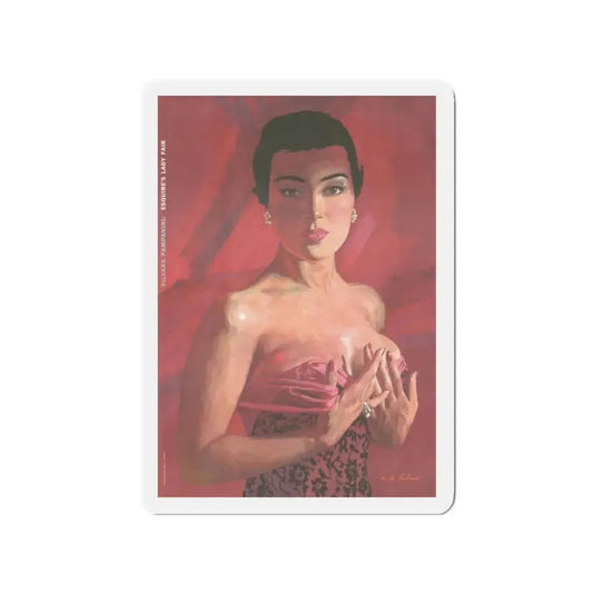 Silvana Pampanini, Esquire, June 1956 (Magazine Illustration) Refrigerator Magnet 2 Inch Die-Cut - The Sticker Space
