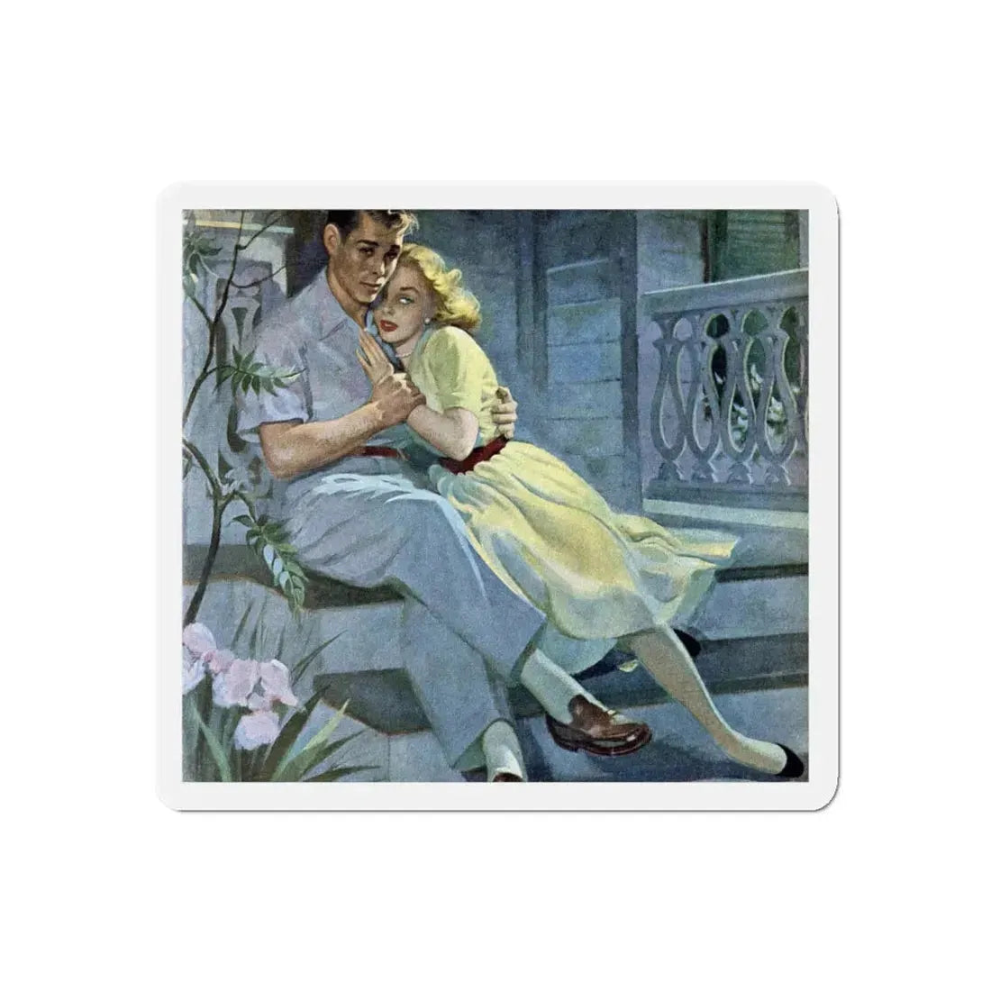Silver Buckles On His Knee, Redbook, June 1953 (Magazine Illustration) Refrigerator Magnet 4 Inch Die-Cut - The Sticker Space