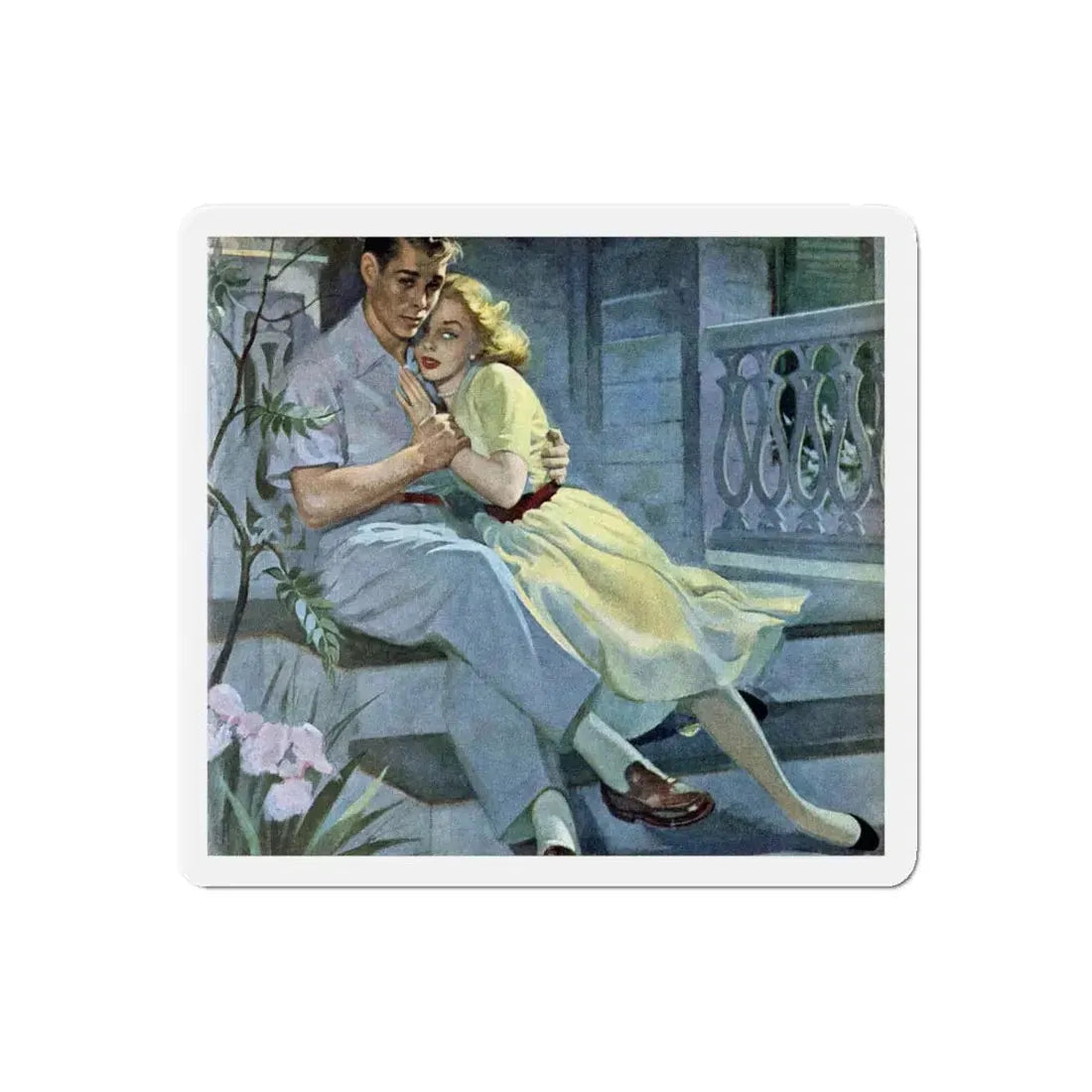 Silver Buckles On His Knee, Redbook, June 1953 (Magazine Illustration) Refrigerator Magnet 5 Inch Die-Cut - The Sticker Space