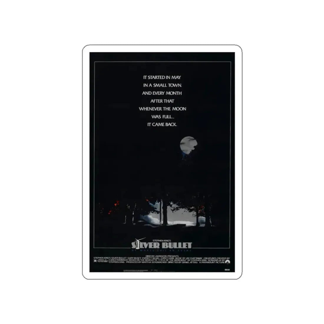SILVER BULLET 1985 Movie Poster STICKER Vinyl Die-Cut Decal 2 Inch - The Sticker Space