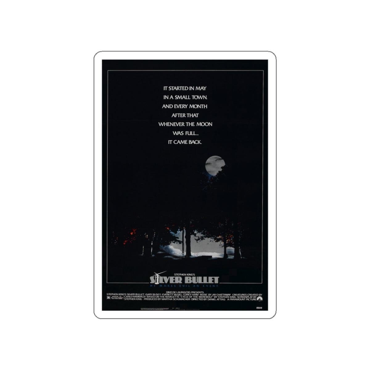SILVER BULLET 1985 Movie Poster STICKER Vinyl Die-Cut Decal-White-The Sticker Space