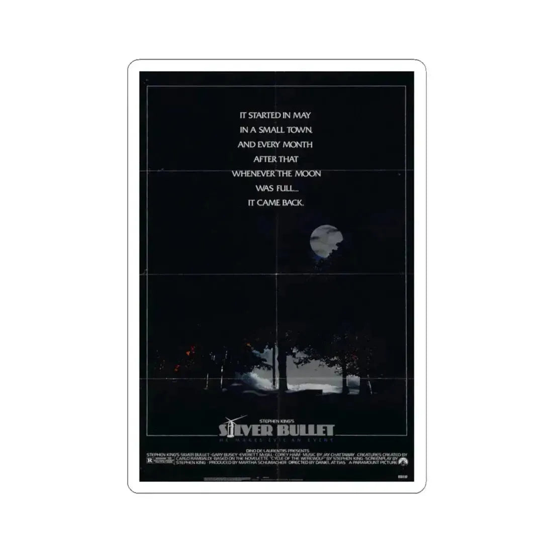 Silver Bullet 1985 Movie Poster - STICKER Vinyl Kiss-Cut Decal 3 Inch White - The Sticker Space
