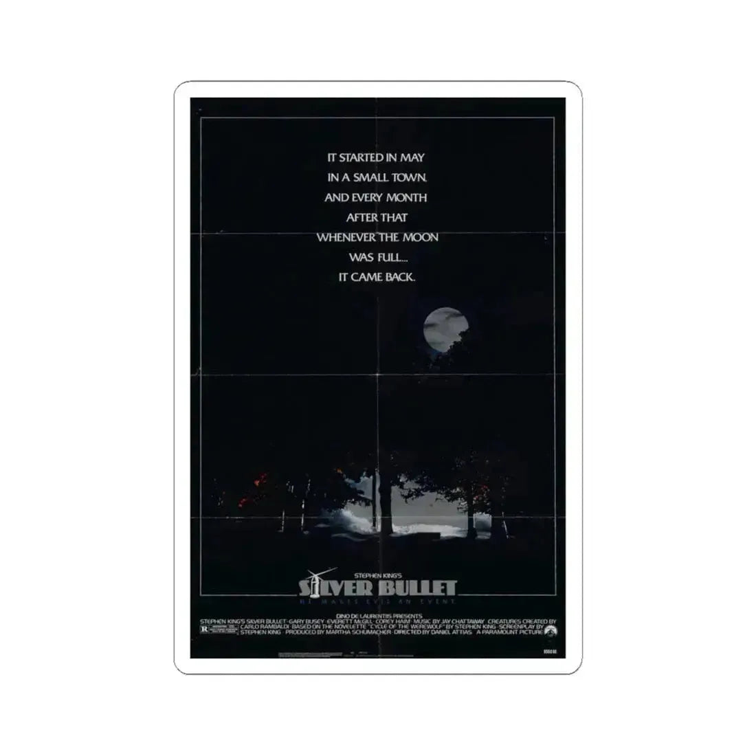 Silver Bullet 1985 Movie Poster - STICKER Vinyl Kiss-Cut Decal 4 Inch White - The Sticker Space