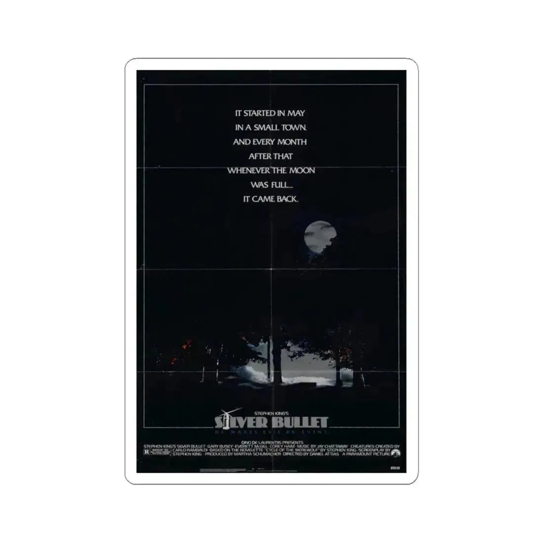 Silver Bullet 1985 Movie Poster - STICKER Vinyl Kiss-Cut Decal 6 Inch White - The Sticker Space