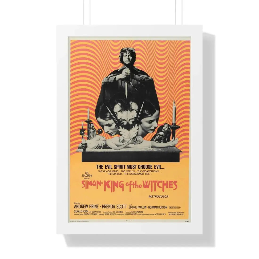 SIMON KING OF THE WITCHES 1971 - Framed Movie Poster 16″ x 24″ White - The Sticker Space