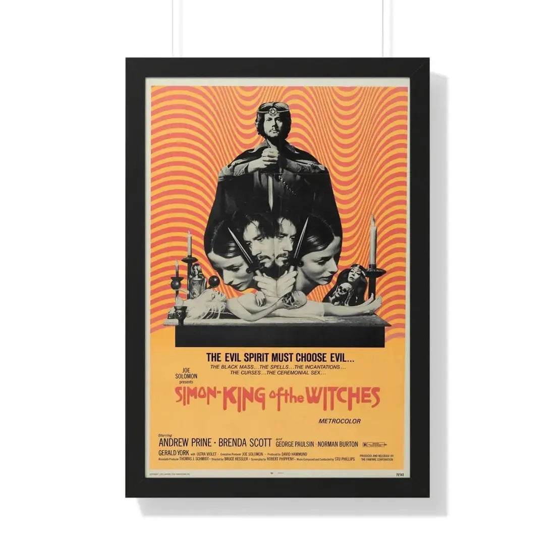 SIMON KING OF THE WITCHES 1971 - Framed Movie Poster 20" x 30" Black - The Sticker Space