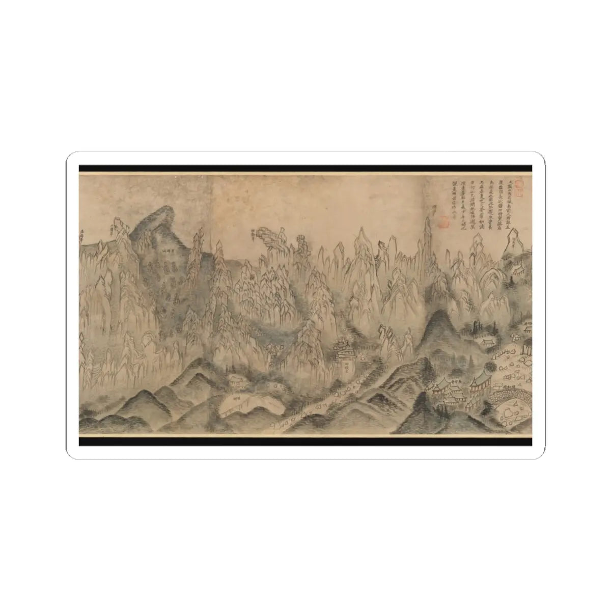 Sin Hak-gwon (artist name - General View of Inner Geumgang - mid-19th century v3 - STICKER Vinyl Kiss-Cut Decal