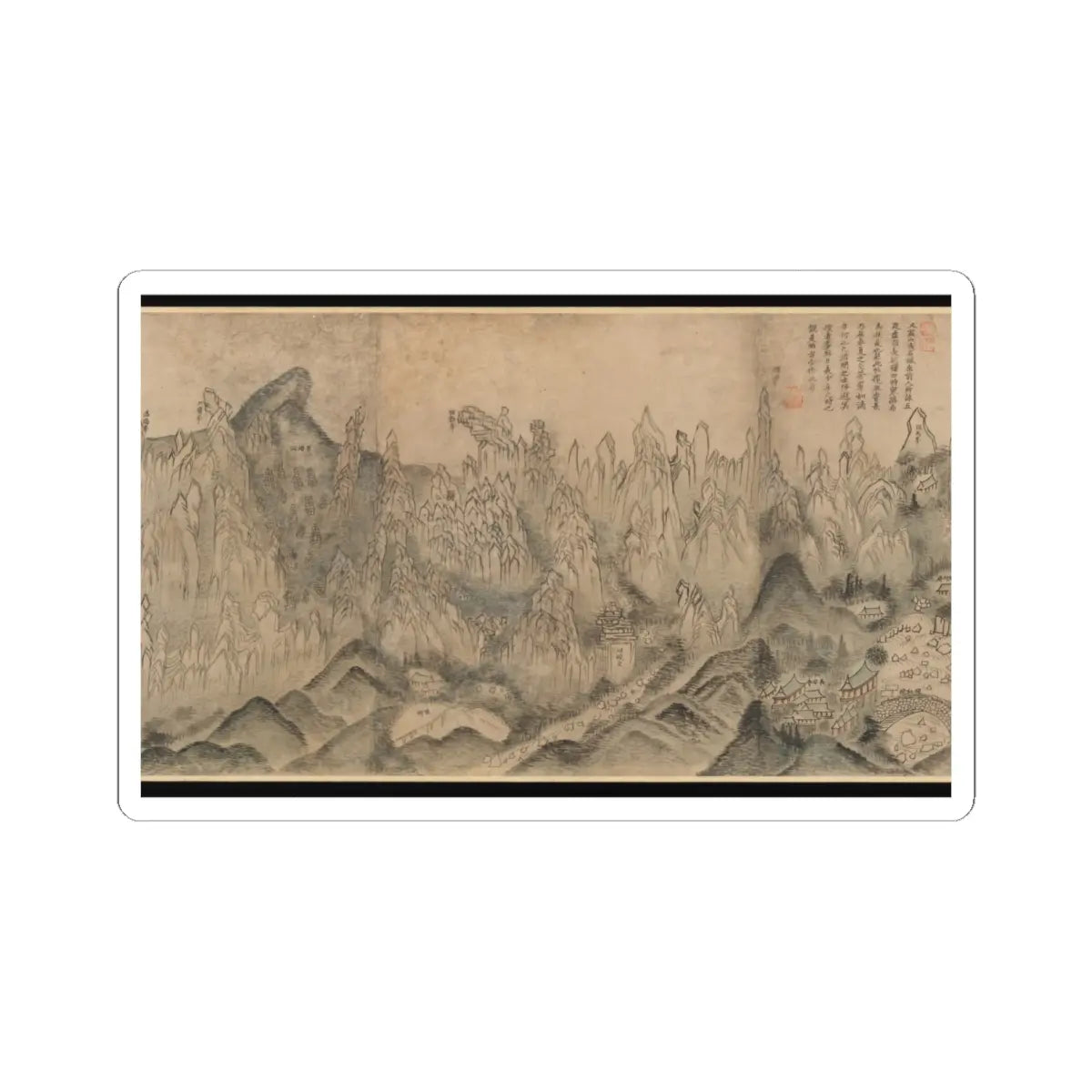 Sin Hak-gwon (artist name - General View of Inner Geumgang - mid-19th century v3 - STICKER Vinyl Kiss-Cut Decal