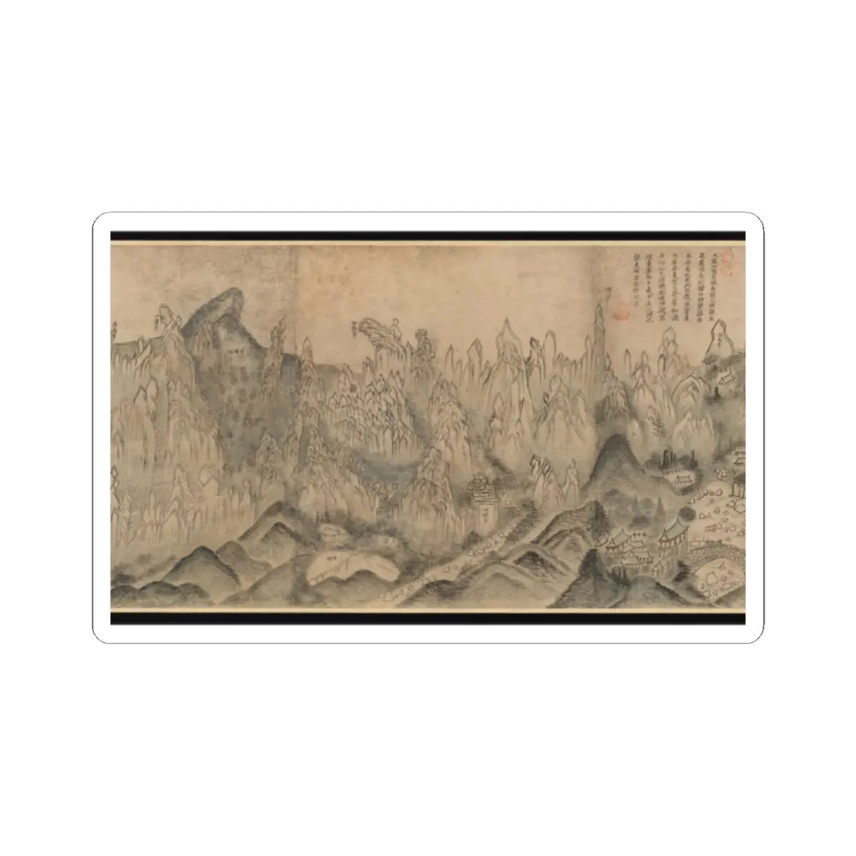 Sin Hak-gwon (artist name - General View of Inner Geumgang - mid-19th century v3 - STICKER Vinyl Kiss-Cut Decal