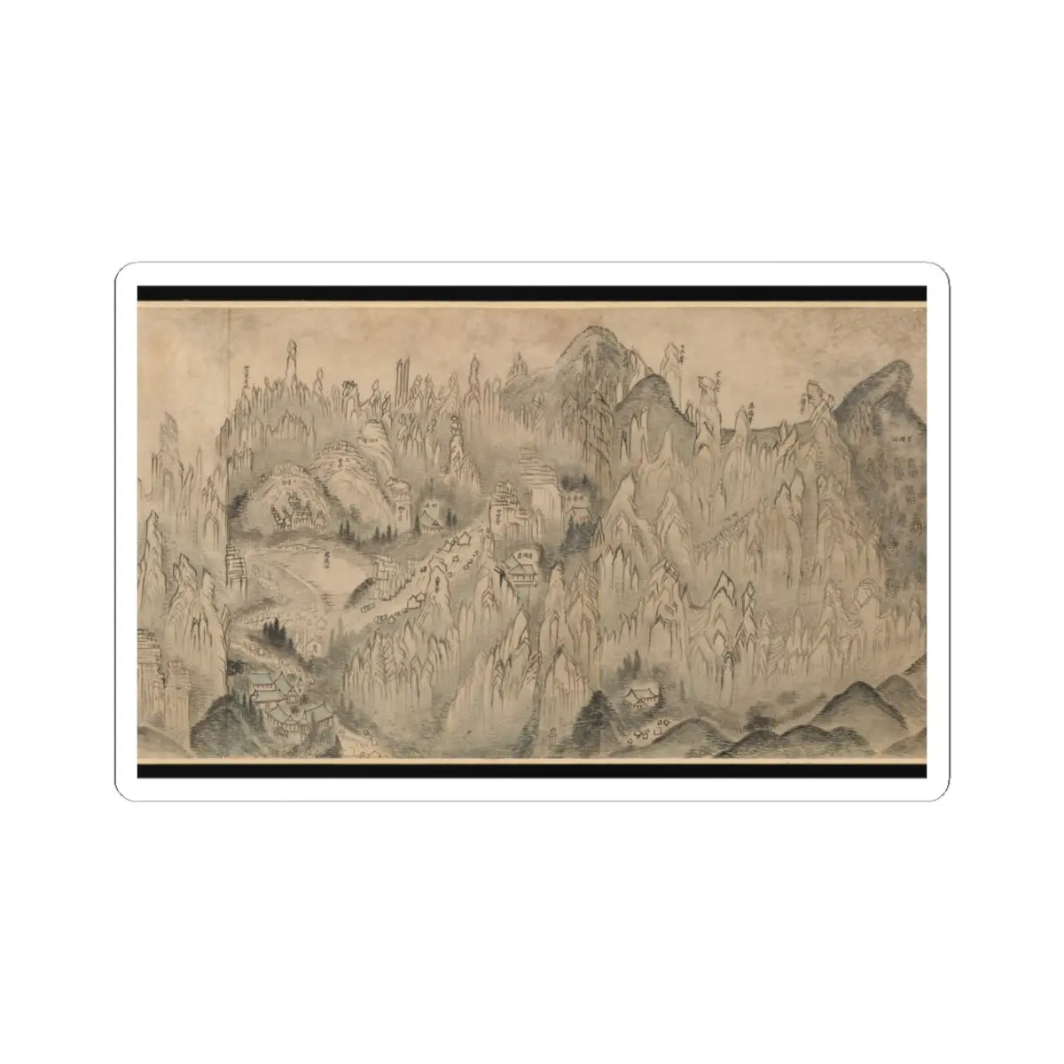 Sin Hak-gwon (artist name - General View of Inner Geumgang - mid-19th century v4 - STICKER Vinyl Kiss-Cut Decal