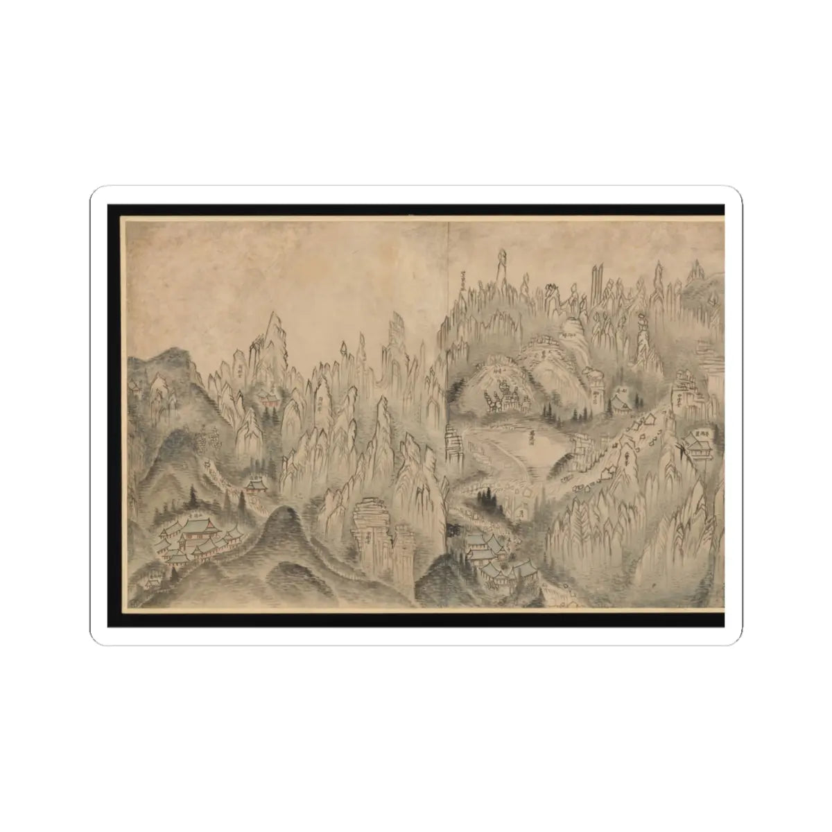 Sin Hak-gwon (artist name - General View of Inner Geumgang - mid-19th century v5 - STICKER Vinyl Kiss-Cut Decal