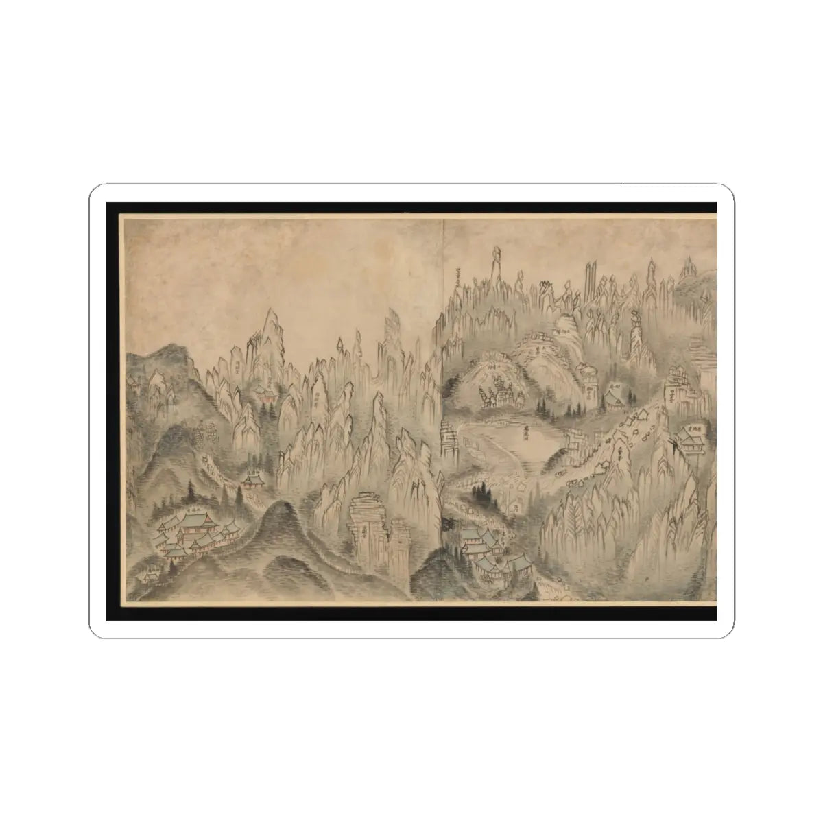 Sin Hak-gwon (artist name - General View of Inner Geumgang - mid-19th century v5 - STICKER Vinyl Kiss-Cut Decal