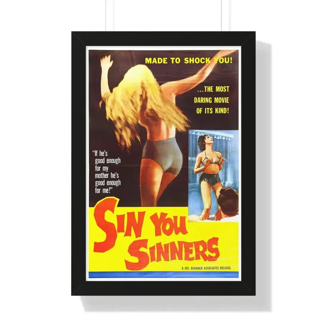 SIN YOU SINNERS 1963 - Framed Movie Poster 16″ x 24″ Black - The Sticker Space