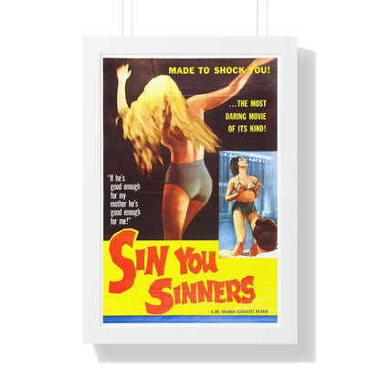 SIN YOU SINNERS 1963 - Framed Movie Poster-16″ x 24″-The Sticker Space