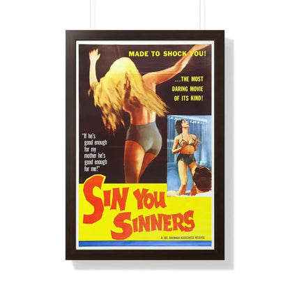 SIN YOU SINNERS 1963 - Framed Movie Poster 20" x 30" Walnut - The Sticker Space