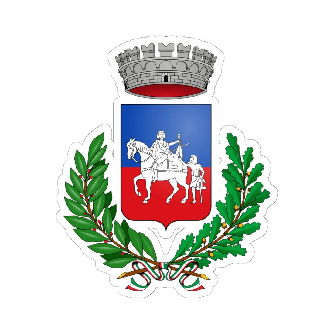 Sinalunga-Stemma (Italy) (Coat of Arms) STICKER Vinyl Kiss-Cut Decal 6 Inch White - The Sticker Space