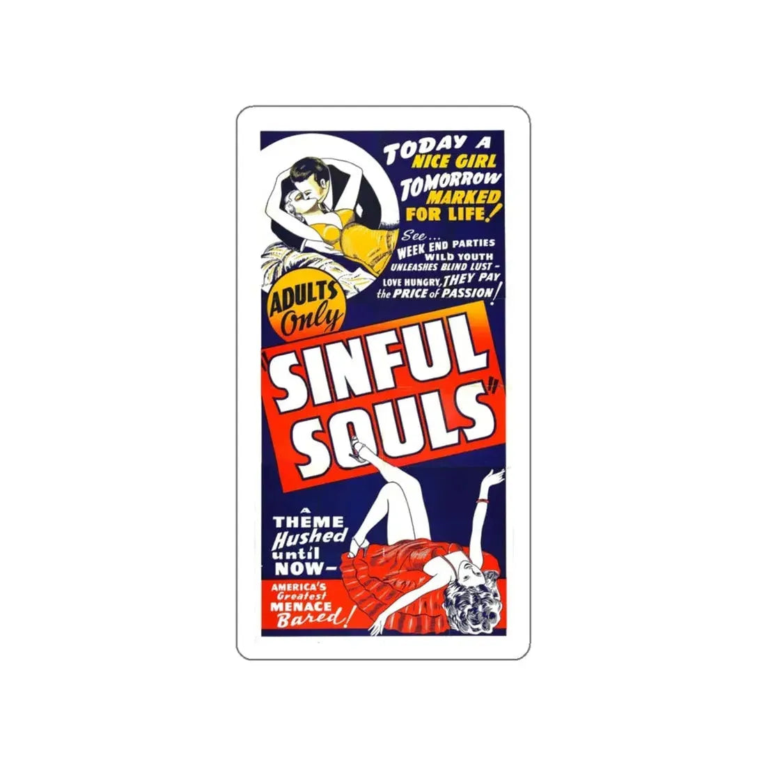 SINFUL SOULS 1939 Movie Poster STICKER Vinyl Die-Cut Decal 6 Inch - The Sticker Space
