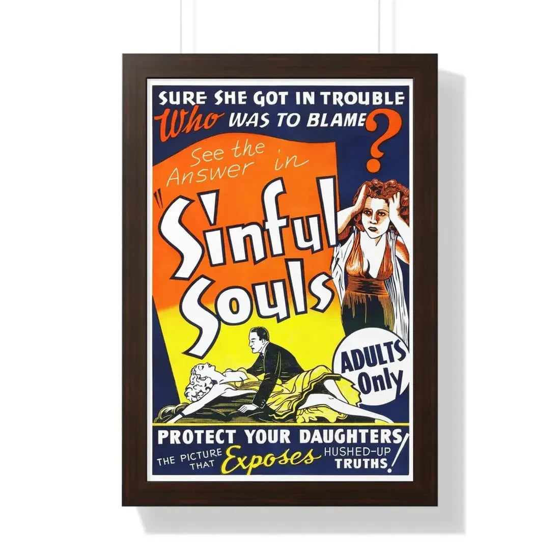 SINFUL SOULS (2) - Framed Movie Poster 16″ x 24″ Walnut - The Sticker Space