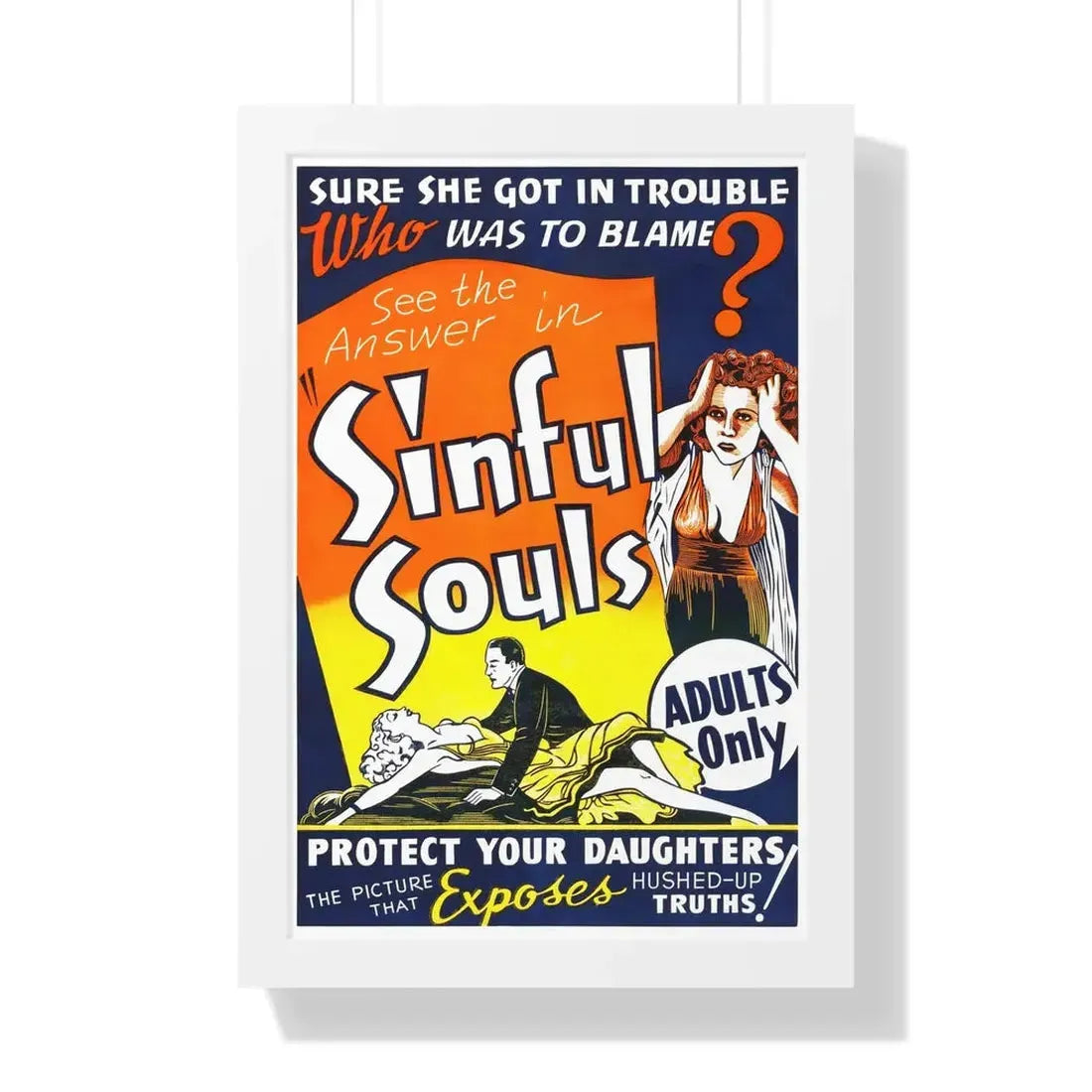 SINFUL SOULS (2) - Framed Movie Poster 16″ x 24″ White - The Sticker Space