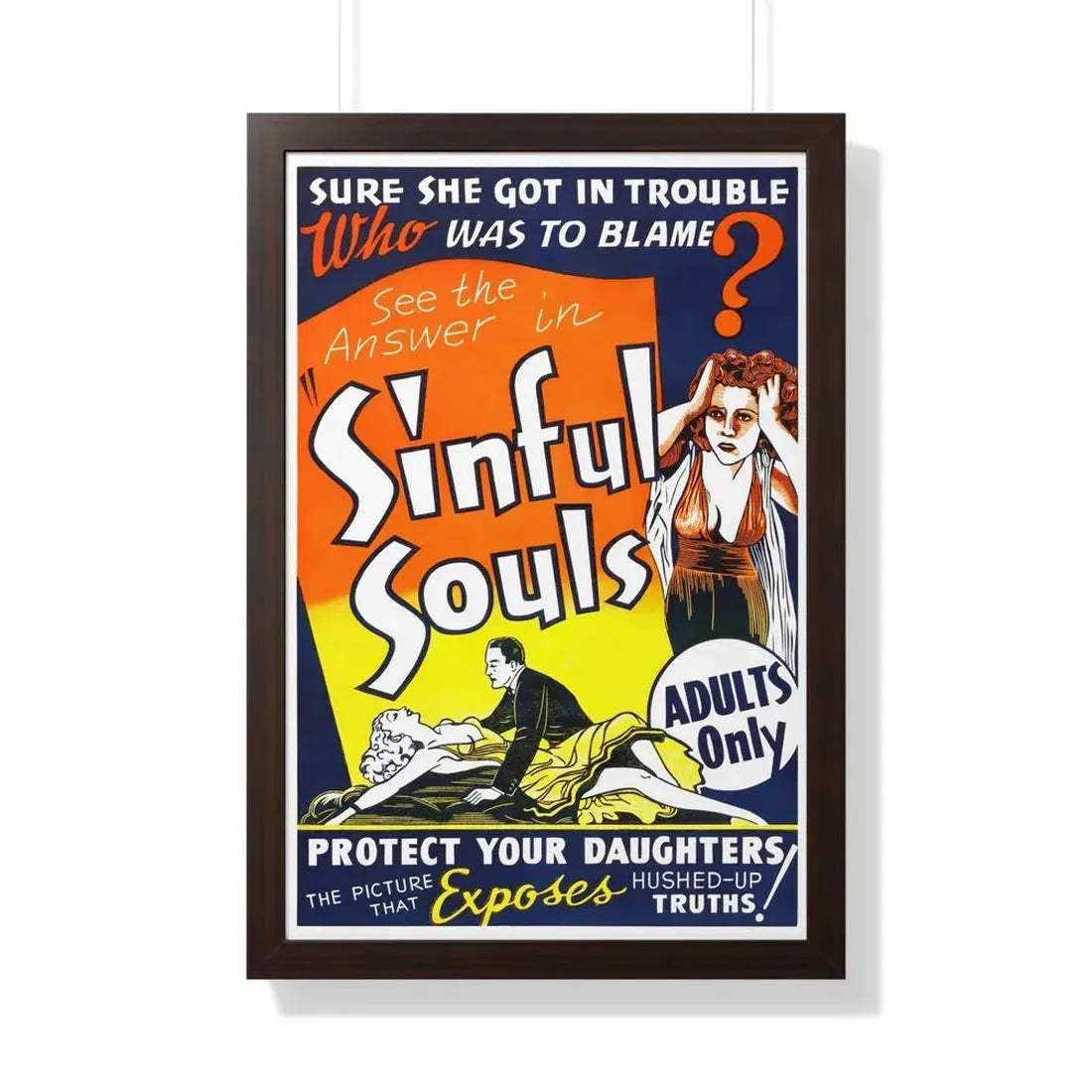 SINFUL SOULS (2) - Framed Movie Poster 20" x 30" Walnut - The Sticker Space