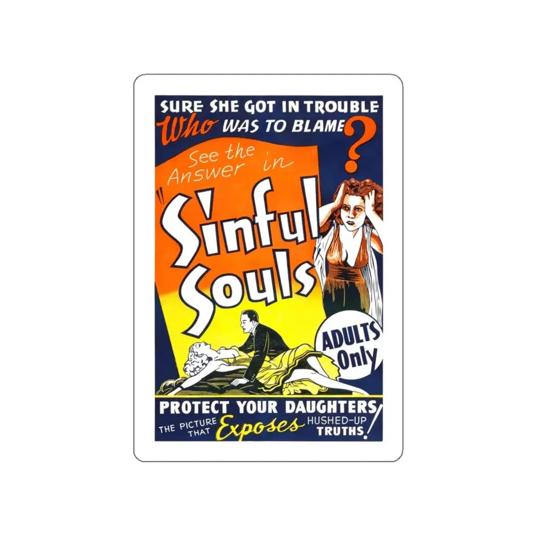 SINFUL SOULS (2) Movie Poster STICKER Vinyl Die-Cut Decal 4 Inch - The Sticker Space