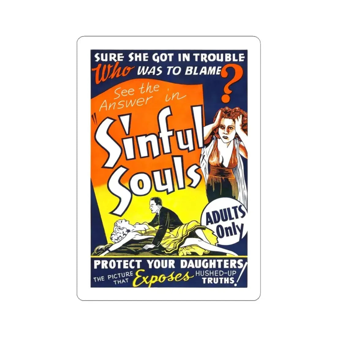 SINFUL SOULS (2) Movie Poster - STICKER Vinyl Kiss-Cut Decal 4 Inch White - The Sticker Space