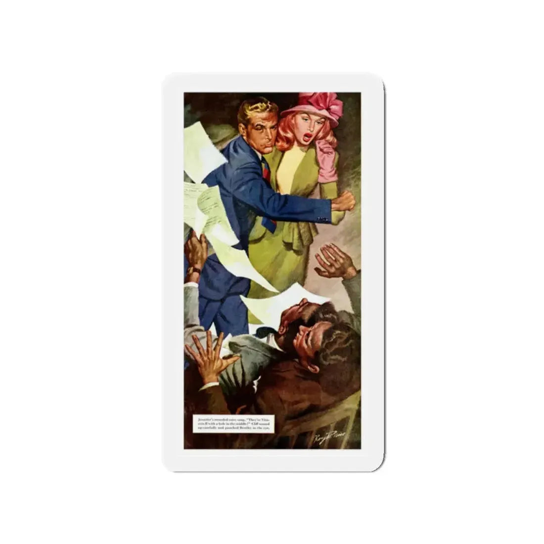 Sing That Happy Song, 1947 (Magazine Illustration) Refrigerator Magnet 2 Inch Die-Cut - The Sticker Space