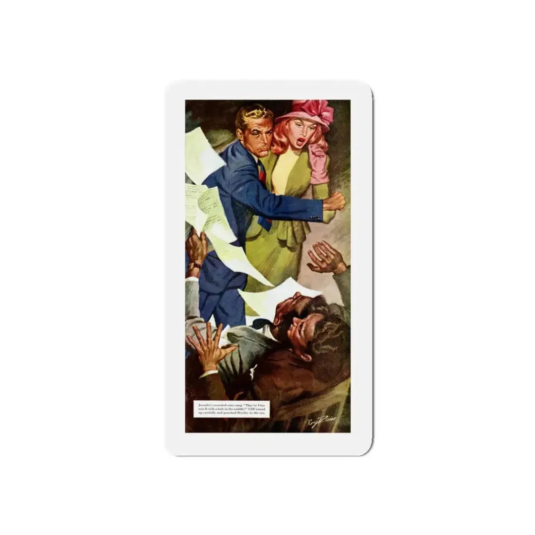 Sing That Happy Song, 1947 (Magazine Illustration) Refrigerator Magnet 3 Inch Die-Cut - The Sticker Space