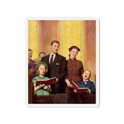 Singing Hymns (Magazine Illustration) Refrigerator Magnet 3 Inch Die-Cut - The Sticker Space