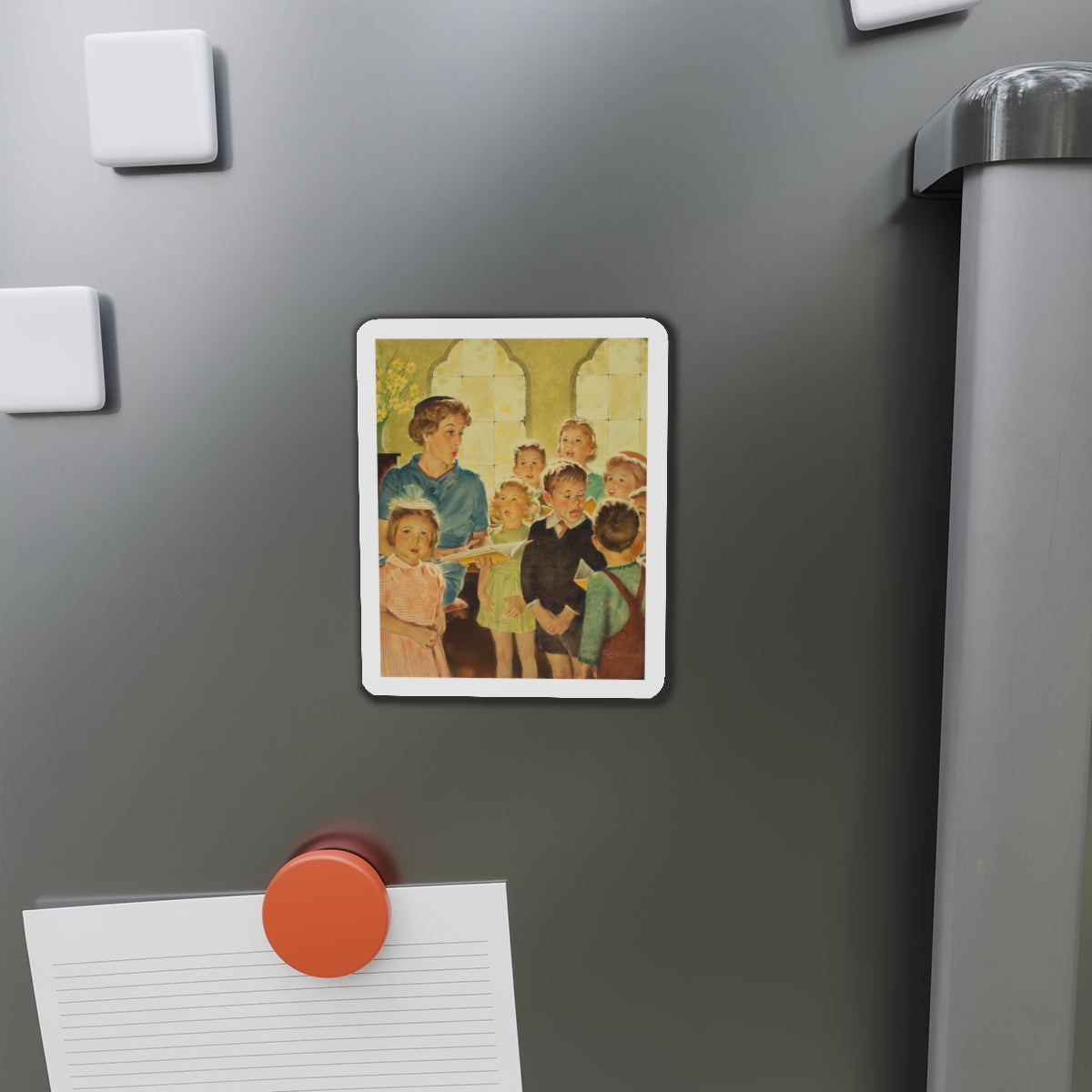 Singing in Church (Magazine Illustration) Refrigerator Magnet-The Sticker Space