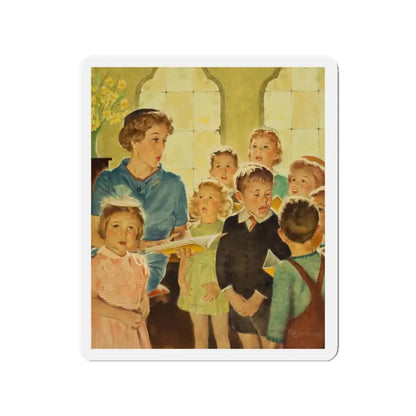 Singing in Church (Magazine Illustration) Refrigerator Magnet 2 Inch Die-Cut - The Sticker Space