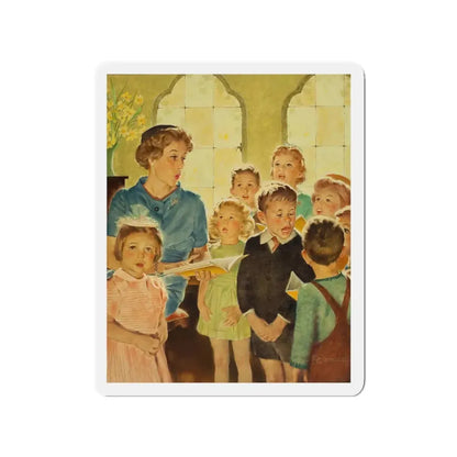 Singing in Church (Magazine Illustration) Refrigerator Magnet 3 Inch Die-Cut - The Sticker Space