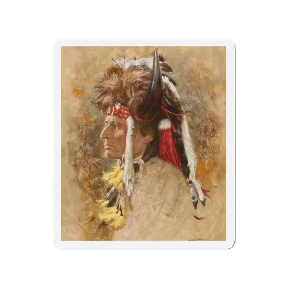 Sioux Buffalo Bonnet (Magazine Illustration) Refrigerator Magnet 2 Inch Die-Cut - The Sticker Space
