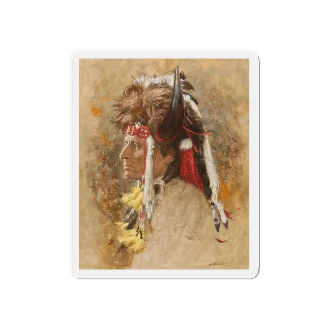 Sioux Buffalo Bonnet (Magazine Illustration) Refrigerator Magnet 6 Inch Die-Cut - The Sticker Space