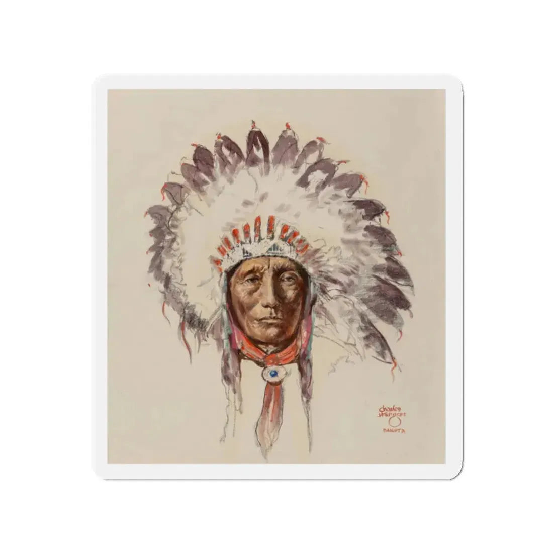 Sioux Chief (Magazine Illustration) Refrigerator Magnet 2 Inch Die-Cut - The Sticker Space