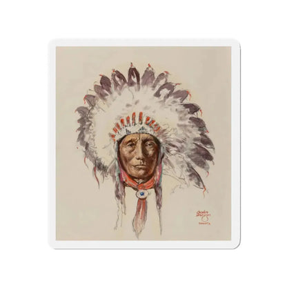 Sioux Chief (Magazine Illustration) Refrigerator Magnet 2 Inch Die-Cut - The Sticker Space